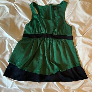 Polyester satin forever 21 sleeveless empire waist blouse in emerald and navy Lg
